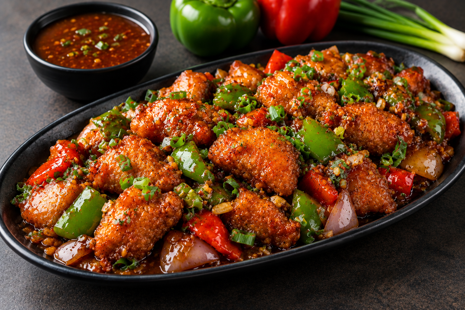 Glossy Fish Manchurian Platter Fish Manchurian - Image 1